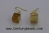 NGE5083 10*15mm cube citrine gemstone earrings wholesale