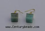 NGE5092 10*15mm cube amazonite gemstone earrings wholesale