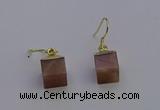 NGE5094 10*15mm cube moonstone gemstone earrings wholesale