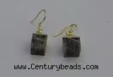 NGE5096 10*15mm cube labradorite gemstone earrings wholesale