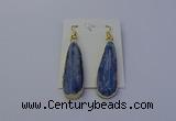 NGE5105 13*40mm flat teardrop blue kyanite earrings wholesale