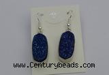 NGE5125 10*22mm - 12*25mm freeform plated druzy quartz earrings