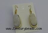 NGE5130 10*22mm - 12*25mm freeform plated druzy quartz earrings