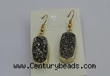 NGE5131 10*22mm - 12*25mm freeform plated druzy quartz earrings