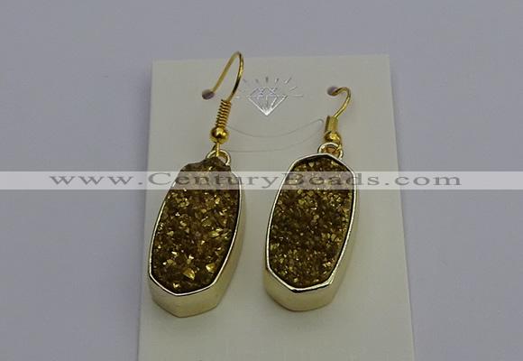 NGE5132 10*22mm - 12*25mm freeform plated druzy quartz earrings