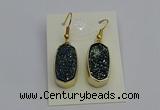 NGE5133 10*22mm - 12*25mm freeform plated druzy quartz earrings