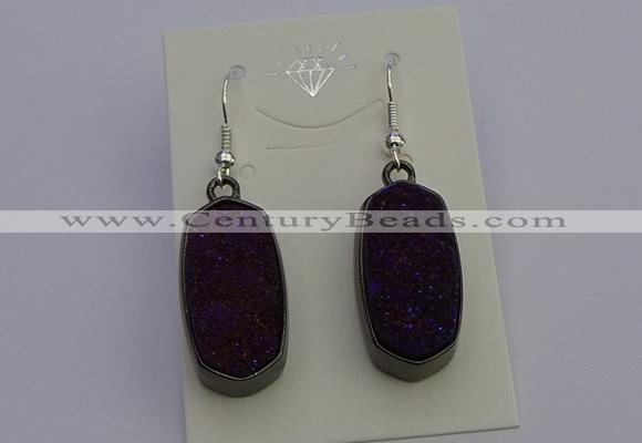 NGE5145 10*22mm - 12*25mm freeform plated druzy quartz earrings