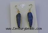 NGE5158 8*25mm flat teardrop blue kyanite earrings wholesale