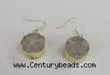 NGE70 18mm coin druzy agate gemstone earrings wholesale