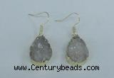 NGE73 13*18mm teardrop druzy agate gemstone earrings wholesale