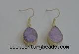 NGE81 13*18mm teardrop druzy agate gemstone earrings wholesale