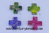 NGP01 5PCS 35*35mm cross dyed imperial jasper pendants wholesale