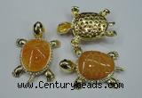 NGP1304 43*60mm tortoise agate pendants with crystal pave alloy settings