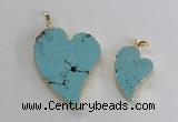 NGP2604 40*50mm - 50*70mm heart turquoise pendants wholesale