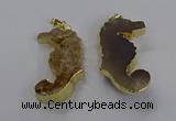 NGP3530 22*58mm - 25*55mm seahorse agate gemstone pendants