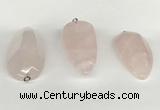 NGP5771 22*48mm - 25*55mm flat teardrop rose quartz pendants