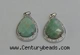 NGP6338 25*30mm teardrop amazonite gemstone pendants wholesale