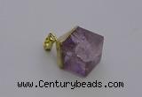 NGP6765 15*22mm cube light amethyst gemstone pendants wholesale