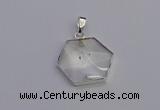 NGP6820 24*25mm hexagon white crystal gemstone pendants wholesale