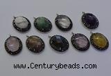 NGP6878 20*25mm oval mixed gemstone pendants wholesle