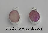 NGP7187 15*20mm oval druzy quartz pendants wholesale
