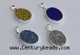 NGP7512 15*20mm oval plated druzy agate gemstone pendants