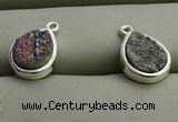 NGP7578 10*14mm flat teardrop plated druzy agate pendants wholesale
