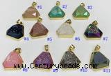NGP9602 20*20mm faceted plated druzy agate pendants