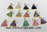 NGP9603 20*20mm faceted triangle plated druzy agate pendants