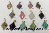 NGP9605 18*25mm faceted diamond plated druzy agate pendants