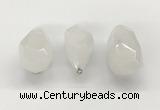 NGP9800 22*35mm - 25*40mm faceted nuggets white jade pendants