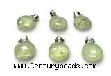 NGP9892 16mm faceted coin prehnite pendant
