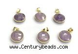 NGP9897 16mm faceted coin amethyst pendant