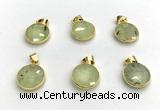 NGP9899 16mm faceted coin prehnite pendant