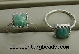 NGR1065 8*8mm square amazonite gemstone rings wholesale