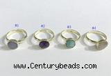 NGR1102 10mm faceted coin  mixed gemstone rings wholesale