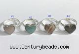 NGR1108 13mm faceted heart  mixed gemstone rings wholesale