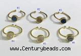 NGR1114 8mm coin  druzy agate gemstone rings wholesale
