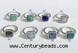 NGR1131 12mm square mixed gemstone gemstone rings wholesale