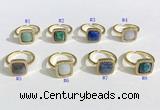 NGR1132 12mm square mixed gemstone gemstone rings wholesale