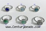 NGR1133 11mm flat round mixed gemstone gemstone rings wholesale