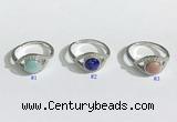 NGR1137 7mm flat round mixed gemstone gemstone rings wholesale