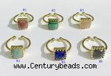 NGR1139 10mm square  mixed gemstone rings wholesale