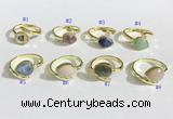 NGR1143 8*10mm faceted flat droplet mixed gemstone rings wholesale