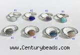 NGR1144 8*10mm faceted flat droplet mixed gemstone rings wholesale