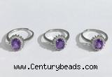 NGR1145 6*8mm faceted oval amethyst gemstone rings wholesale