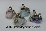 NGR133 18*25mm - 20*25mm freeform plated druzy quartz rings