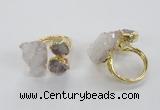 NGR148 8*10mm - 15*20mm nuggets druzy quartz rings wholesale