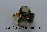 NGR290 14mm - 16mm coin plated druzy agate gemstone rings