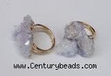 NGR96 15*20mm - 20*25mm nuggets plated druzy quartz rings